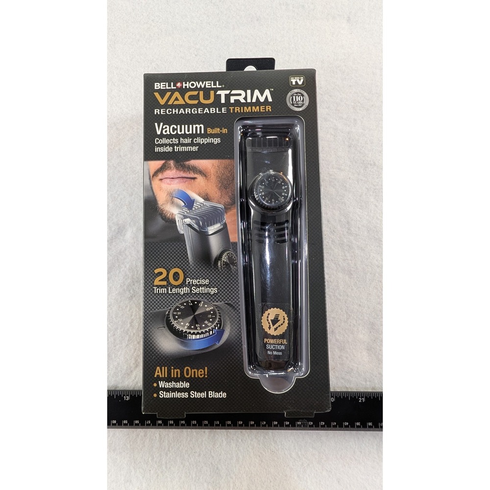 Bell + Howell VacuTrim Rechargeable Trimmer with Built-in Vacuum 8760FE New